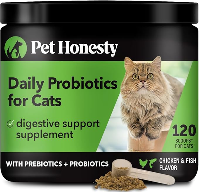 Digestive Probiotic Powder Supplement for Cats - Digestive Support + Gut Health, Probiotic for Cats, Cat Constipation Relief, Bowel Support, Immunity & Overall Health - 120 Scoops