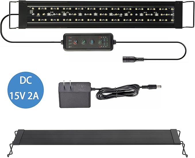 OYO WATER Aquarium LED Light 48"-56" with Timer, 24/7 Cycle, 5 Dimmable Brightness, Sunrise/Sunset Simulation for 10/20/30/55 Gallon Fish Tank