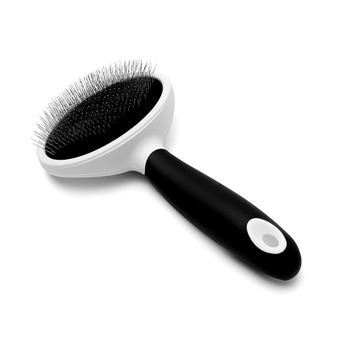 Fuller Brush Slicker Pet Brush - Angled Fine Steel Wires - Ergonomically Designed Rubberized Handle For Comfort & Control - Remove Shedding & Matted Hair - Tool For Grooming Dogs & Cat