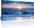 Lapremoly Framed Canvas Wall Art - Large Blue Ocean Beach Wall Painting for Living Room, Bedroom & Office - 24" x 48"