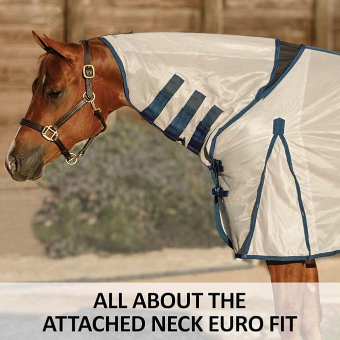 Schneiders Soft Interlock Mesh II Attached Neck Euro Bellyband Leg Shield Horse Fly Sheet | 80% UV Protection | SilverTek Lining