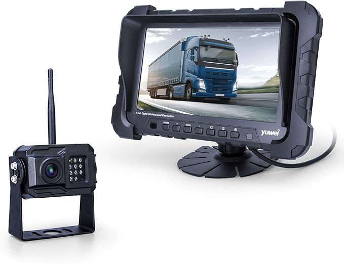Yuwei Digital Wireless Backup Camera System,YW-77211 HD 720P Camera Wireless Reverse System with Night Vision and Wide Viewing Angles, 7inch Wireless Monitor Split Screen for Trailer, RVs