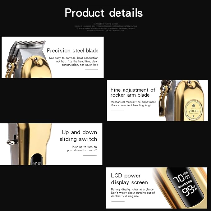 Yucca Dog Grooming Clippers for Thick Coats, Cordless, Professional Animal Clippers with 7000 RPM Powerful Motor
