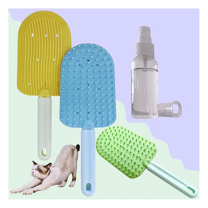 Cat Brush for Shedding,Cat Brushes for Indoor cats,Soft Comb, Short or Long Haired Cats,Pet Grooming,Bath and Massage Brush(3 pcs)