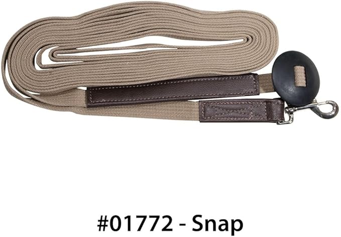 Schneiders Dura-Tech German Web Cord Lunge Line for Horses | Soft Grip Ribbed Webbing | Lightweight & Durable | Nickel-Plated Snap or Chain Options | Lunge Line with 30" Chain