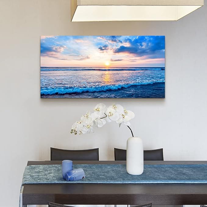 Lapremoly Blue Ocean Wall Painting Canvas Art For Living Room, Office, Bedroom - Large Wall Decor - Ready To Hang