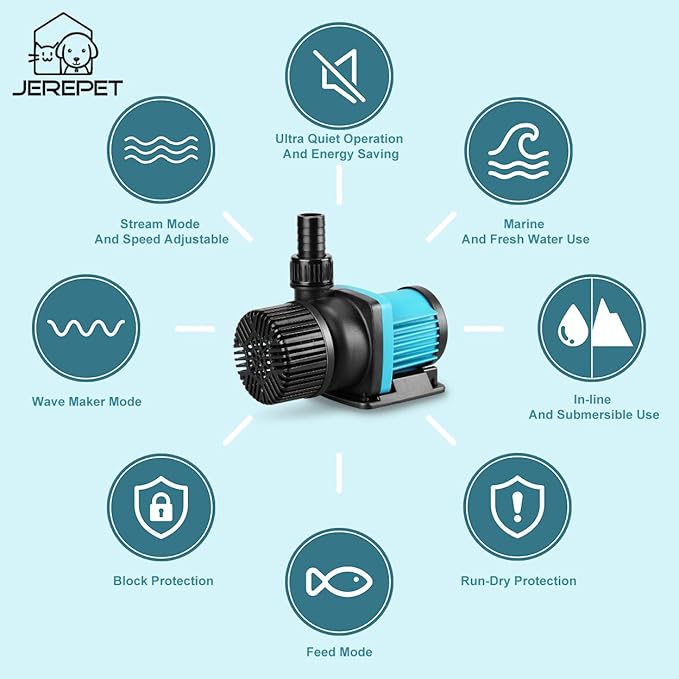 2250GPH Aquarium 24V DC Return Pump with Controller, Submersible and Inline Return Pump for Fish Tank,Aquariums,Fountains,Sump,Hydroponic,Pond,Freshwater and Marine Water Use