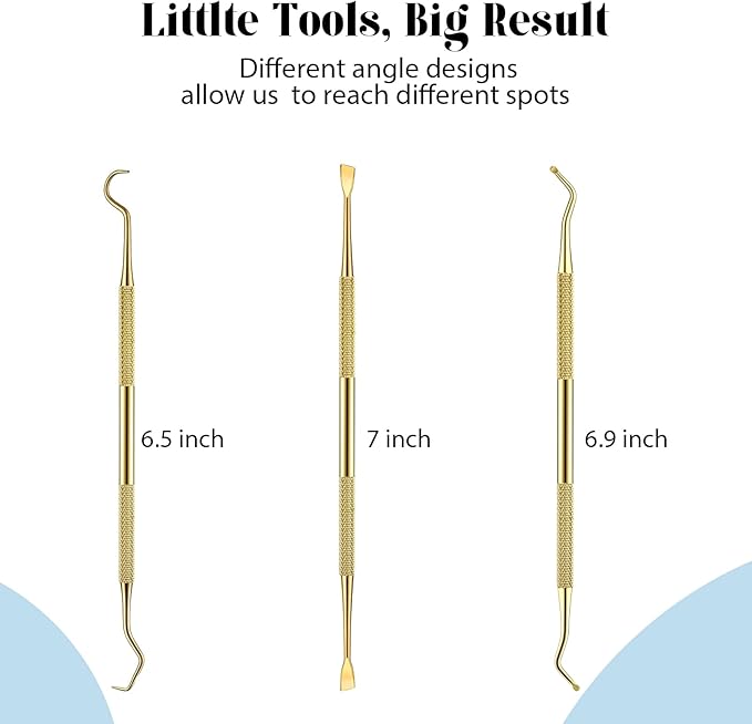 Hotop 3 Pieces Dog Dental Tooth Scaler and Scraper Stainless Double Headed Tarter Removing Tool Scraper Pet Teeth Cleaning Tools for Dog and Cat(Gold)