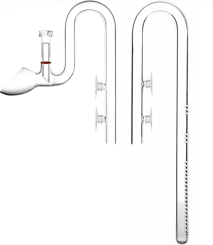 Glass Lily Pipe Set Outflow with Surface Skimmer & Multi-Level Water Intake (20mm for 19/25mm (3/4'' i.d.) tubing)