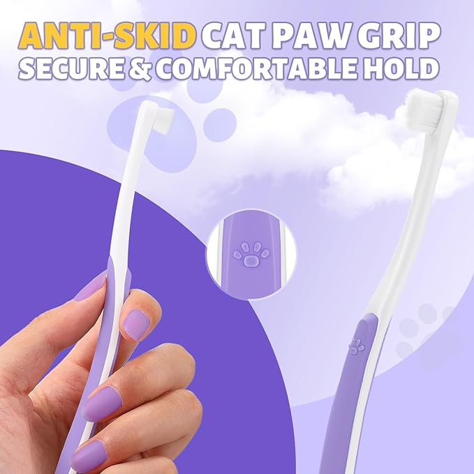 Cat Toothbrush for Kitten Teeth Cleaning – Soft Bristle Cat Dental Brush Set with Compact Head – Gentle Oral Care Tool for Daily Brushing Routine, Loved by Vets and Fur Babies