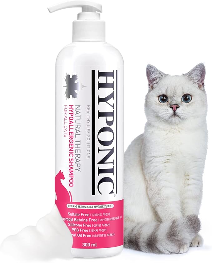 HYPONIC Hypoallergenic Premium Shampoo for All Cats (Scented, 10.14 oz) - Cat Shampoo for Dry Skin, Dandruff, Allergy