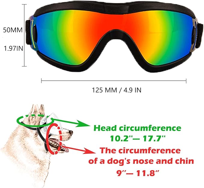 Medium Dog Sunglasses with Adjustable Strap UV Protection, Winproof Puppy Sunglasses, Suitable for Dogs Eyes Protection，Soft Dog Goggles