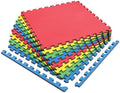 Norsk Reversible Kids Puzzle Play Mats 1/2" Thick EVA Interlocking Foam Tiles (Multicolor/Black 24 Tiles - 96 sq. Ft. 1/2" Thick)