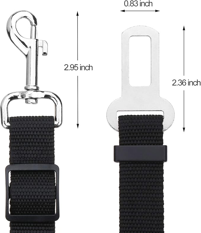 Elisel Elisel 2 Packs Adjustable Length Pet Dog Cat car seat Belt Pet seat Belt Pet Accessories for Dogs Cats and Pets (Black)