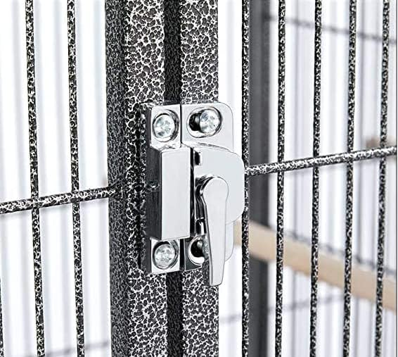 Extra Large Elegant and Durable Wrought Iron Climbing Ladder Perch Stand Play Top Ground Bird Parrot Metal Cage Around Seed Guard Storage Shelf with Heavy Duty Lockable Rolling Wheels