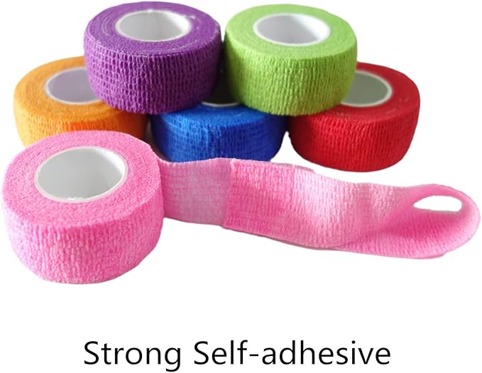 6 Pack 1" x 5 Yards Self Adhesive Bandage Wrap Breathable Cohesive Vet Wrap for Pets, Elastic Self-Adherent Tape for Sports, Wrist, Ankle (Pink)