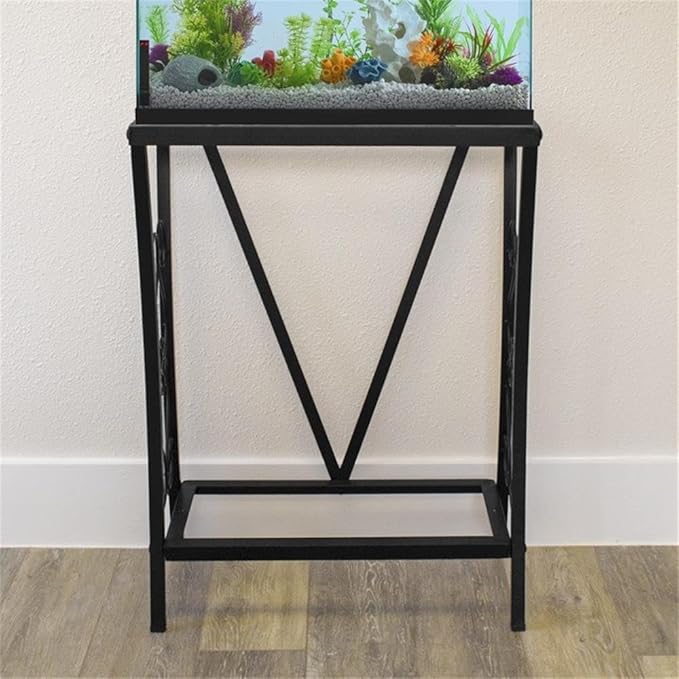 MAKLAINE Traditional Steel 10 Gallon Metal Aquarium Stand in Black