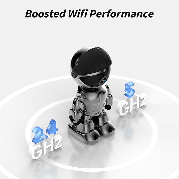 Indoor Camera 2K HD 5G/2.4Ghz WiFi Pet Robot Camera Motion Detection and Alarm,Two-Way Talk,Color Night Vision, Nanny Cam Compatible with Alexa（Black）