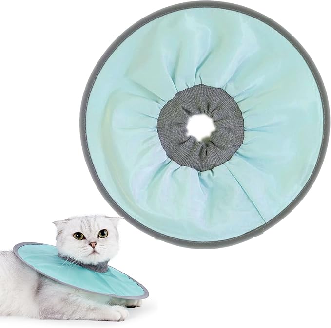 Waterproof Cat Recovery Collar - Ultra-Light Flat Neck Cones After Surgery, Adjustable Elizabethan Collars for Kitten Cats Puppy Rabbits, Mint Green, XL Size