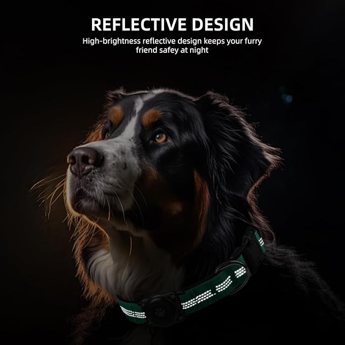 Upgraded AirTag Dog Collar, IP68 Waterproof Air Tag Dog Collar Holder, Reflective, Ultra-Durable, Comfortable Padded, Heavy Duty Dog Collars for Small Medium Large Dogs (L (14.8"-20.3"), Teal)