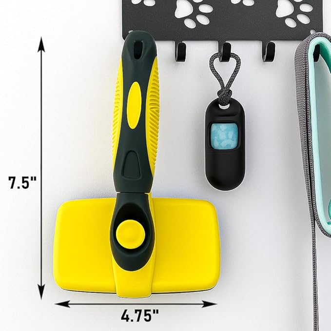 Self-Cleaning Grooming Brush for Dogs and Cats, Retractable Bristles for Easy Hair and Fur Removal - 7.5" Size