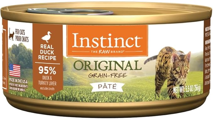 Instinct Original Pate Wet Cat Food, Grain Free Recipe - Real Duck, 5.5 oz. Cans (Pack of 12)