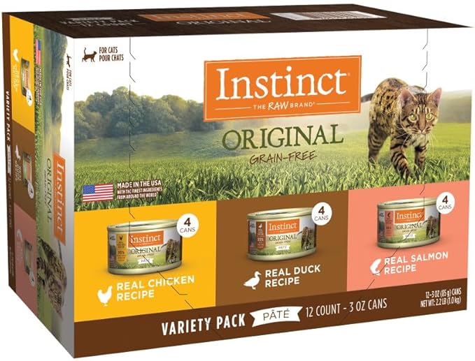 Instinct Original Grain Free Recipe Variety Pack Natural Wet Canned Cat Food by Nature's Variety, 3 Ounce (Pack of 12)