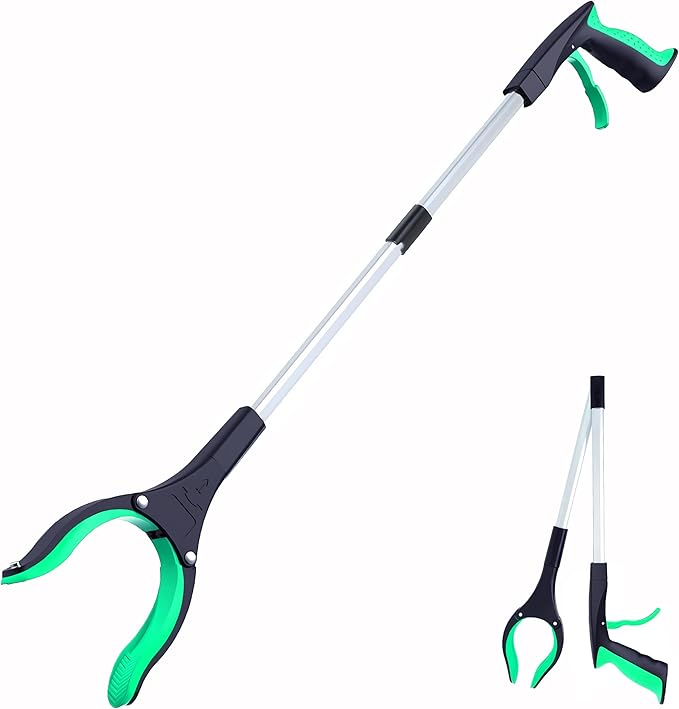 Grabber Reacher Tool - 32” Extra Long Foldable Gripper and Reaching Tool - Heavy Duty Pick Up Stick Grabbers for Seniors, Trash, Surgery Recovery Must Haves Gifts (Green)