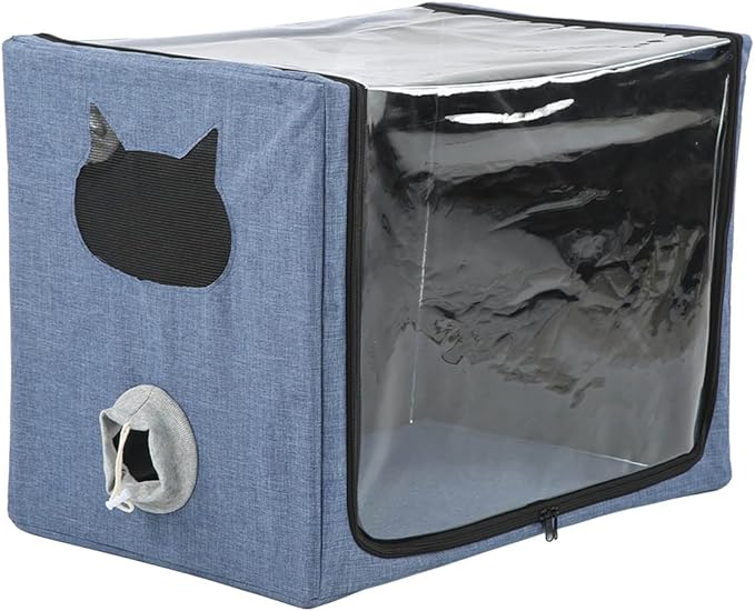 Puppy Nebulization Box, Small Pet Oxygen Inhalation, Cat and Dog Atomization Box Oxygen Inhalation Machine Dedicated Folding Atomization Box Pet Oxygen Therapy Cage for Cough Breathing Treatment Box