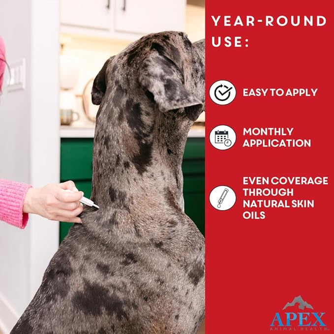 Apex Plus Flea and Tick Prevention for X-Large Dogs (89-132 lbs) | 6-Month Supply | Waterproof, 24-Hour Activation, 30-Day Protection