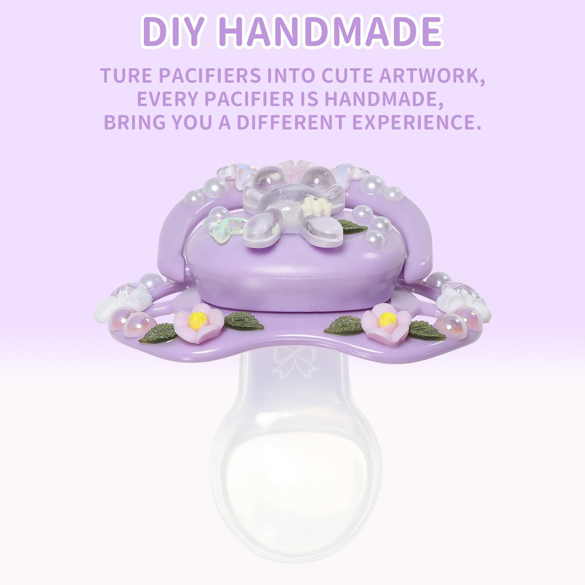 CutiePlusU Large Size Pacifier DIY Handmade Big Shield- White