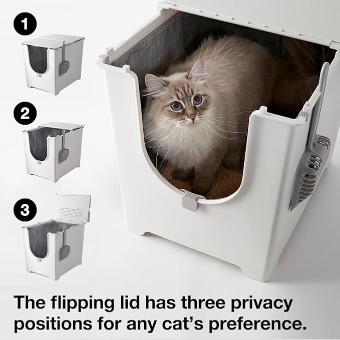 Modkat® Flip Litter Box, Front-Entry, Full Height Seamless Base, Reusable Litter Liner, Sifting Litter Scoop, 2X Bamboo Charcoal Filters