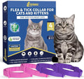 4 Pack Flea Collar for Cats, 32 Months Flea and Tick Prevention for Cats, Waterproof Cat Flea Collar, Natural Cat Flea and Tick Treatment, Adjustable Flea and Tick Collar for Cats Kittens(Pink&Purple)