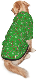 Green Candy Cane Hoodie,Christmas Cosplay Dog Clothes with Pocket and Hat Winter Clothes Sweaters Small