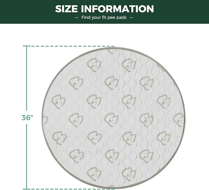 FXW Washable Pee Pads for Dogs, Puppy Pads with Super Absorbent, Specifically Designed for Whelping Box, 36" Round, Khaki, 1 Pack