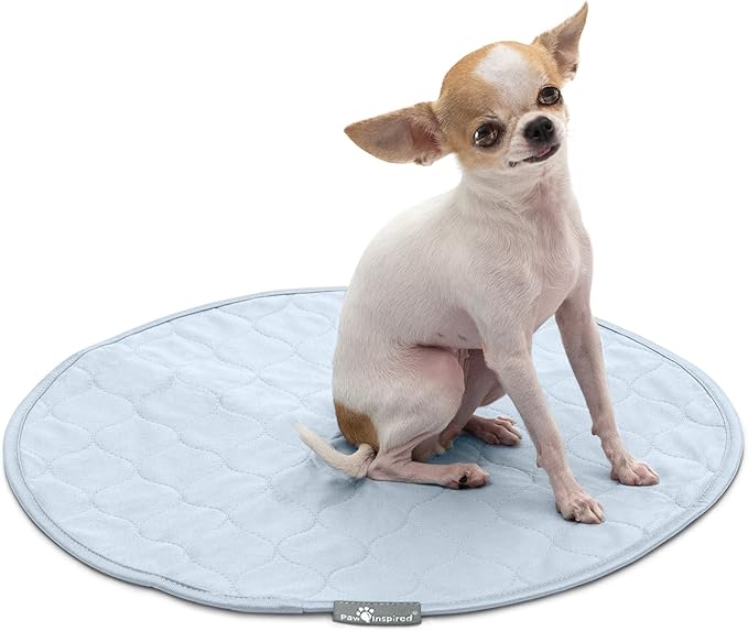 Paw Inspired Round Washable Pee Pads for Dogs (2 Pack), Reusable Puppy Pads, Waterproof Whelping Pads, Washable Training Pet Pads, Washable Potty Pads (17 inch Extra Small Size, Pack of 2)