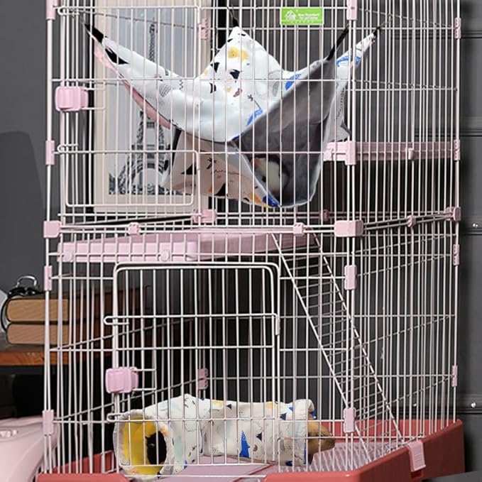 Large Caliber Guinea Pig Tunnel Hideout & Hammock, Rat Cage Corner Toy for Ferret Hedgehog Piggy to Hide and Shuttle (1. Tunnel-Dinosaur)