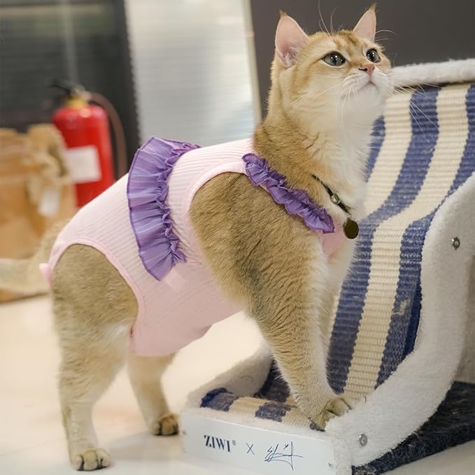 Cat Recovery Suit,Kitten Onesie After Surgery,E-Collar Alternative for Abdominal Wound and Skin Diseases,Soft Breathable Bodysuit After Spay（Pink-XL）