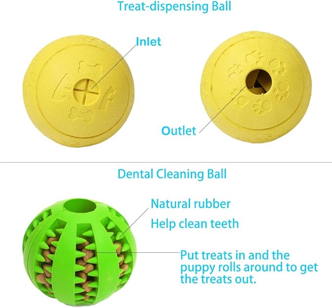 5 Different Functions Interactive Dog Puzzle Toys Balls for Medium Large Dogs, Food Treat Dispensing Dog Toys
