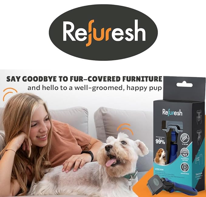 Deshedding Dog Brush for Long Hair (Large,Blue) – Gentle Deshedding tool for Dogs & Cats – Reduces shedding, without damaging topcoat. Removes Loose Fur & Dead Undercoat.