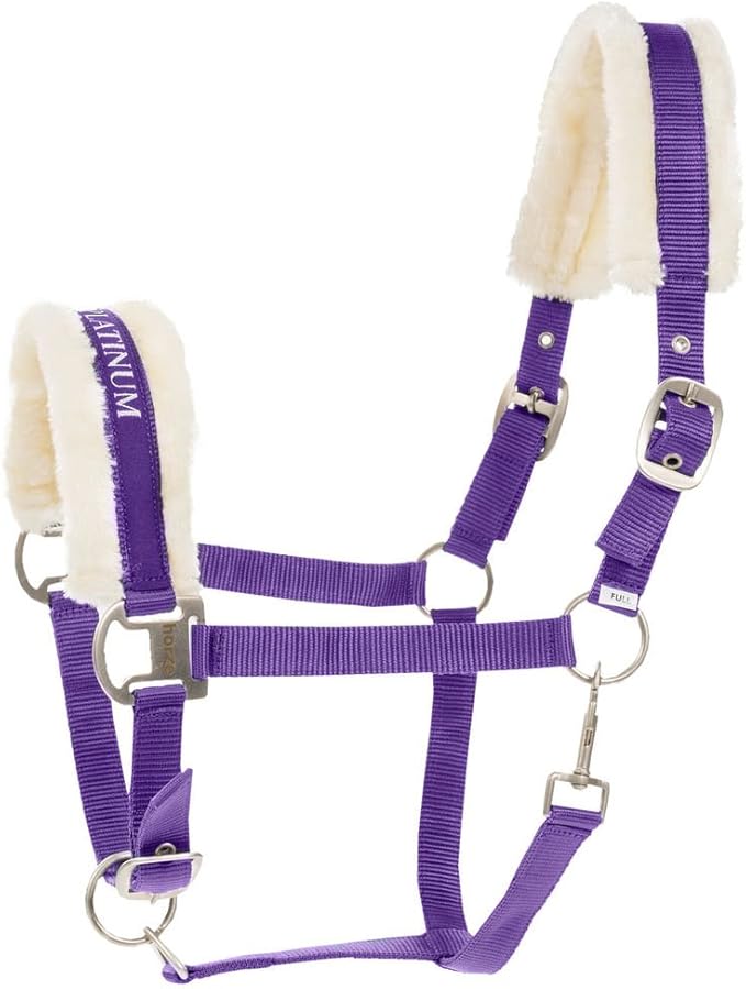 HORZE Howard Soft Fleece Padded Adjustable Polyester Horse Halter - Purple - Pony