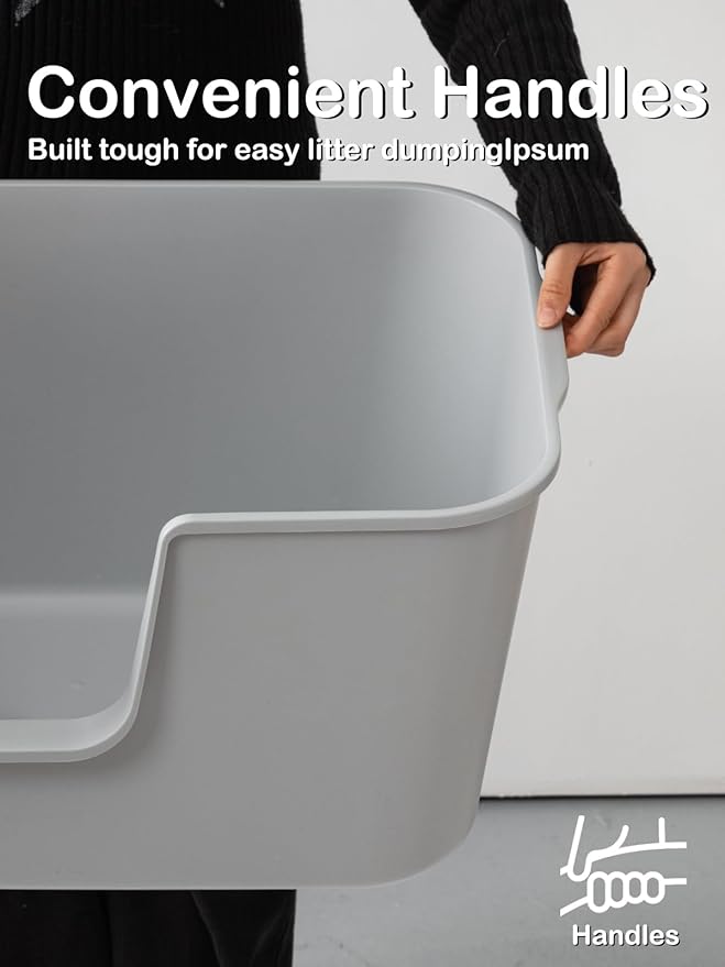 Extra Large Cat Litter Box with High Sides - Splash-Proof Design for Big Cats & Multi-Cat Homes, 24.6in x 16.7in x 12.8in (Yellow)
