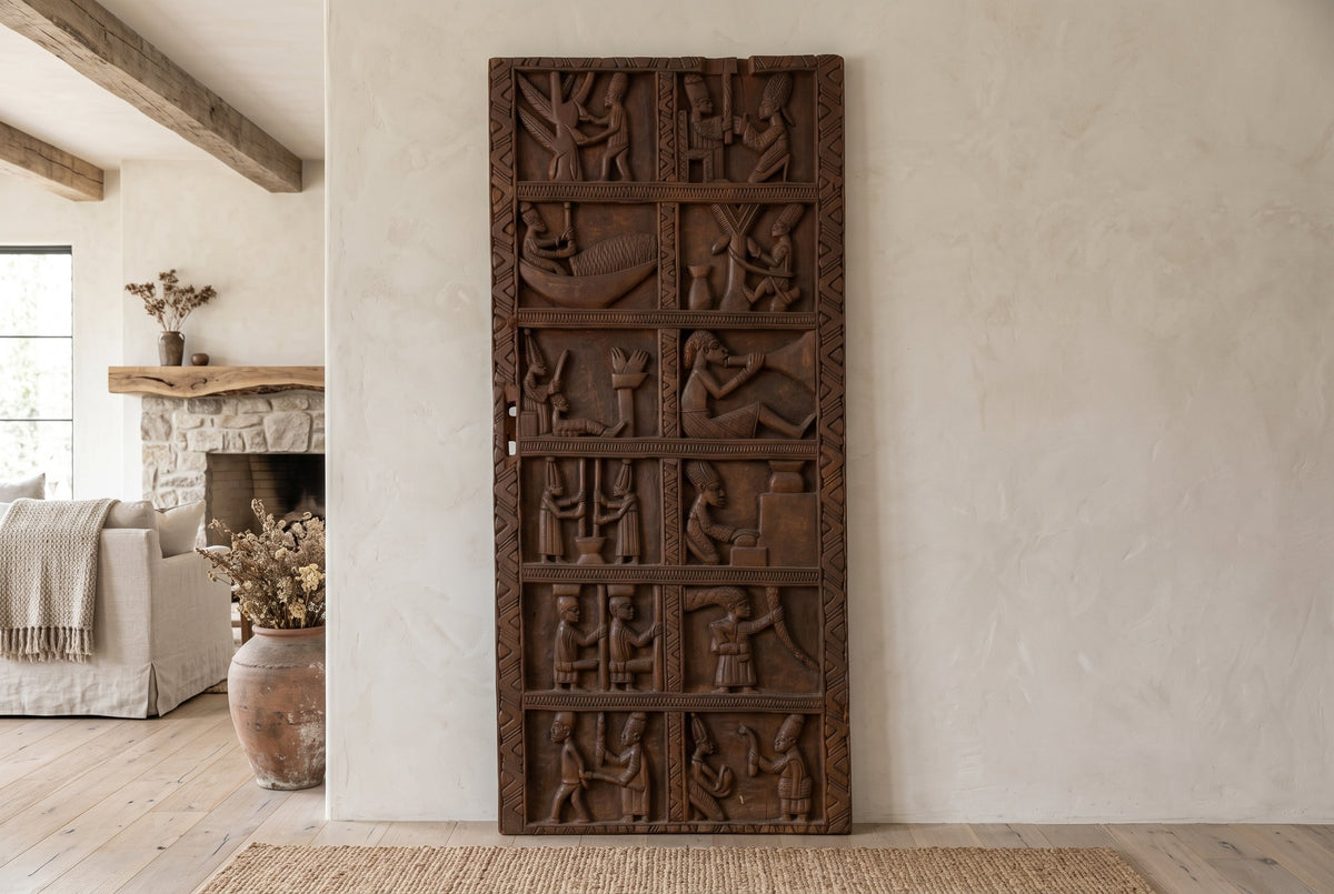 Early 20th Century Carved Yoruba Palace Door