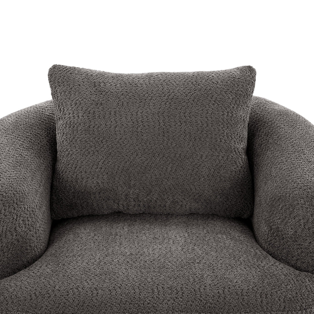 360° Swivel Barrel Sofa Chair With Throw Pillow, Upholstered Accent Chair
