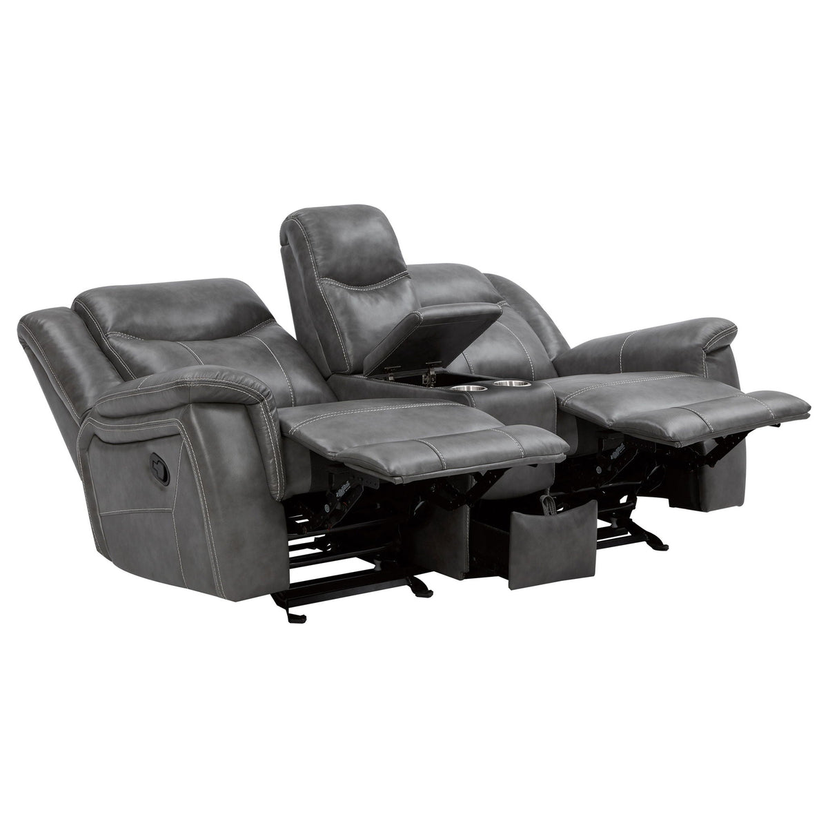 Carmen - Cool Motion Loveseat With Storage, With Reclining Function And Built In Storage - Gray