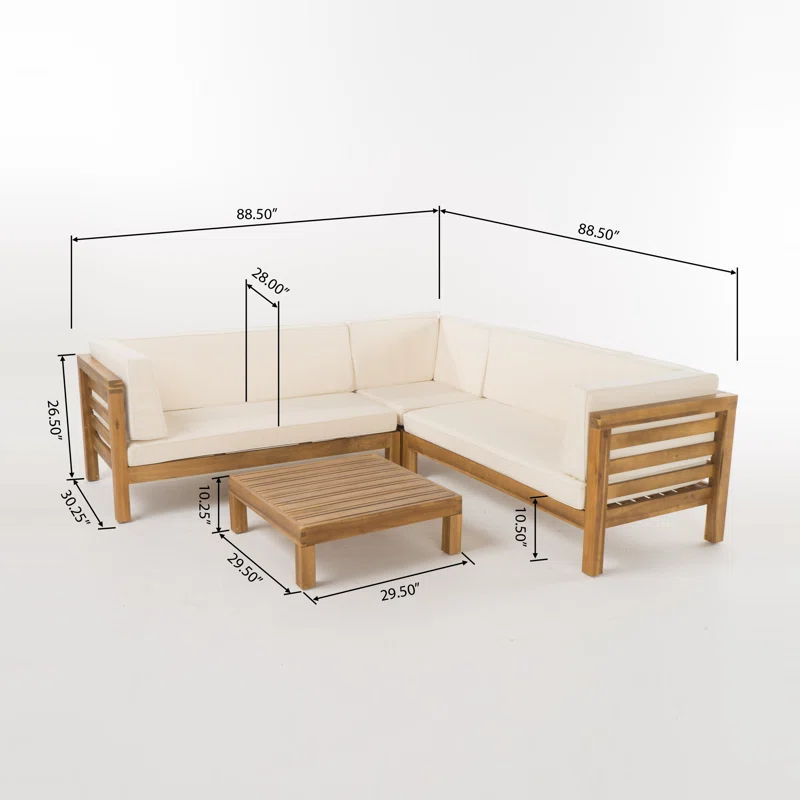 Royal Acacia 6-Piece Sofa Sectional Set - Beige