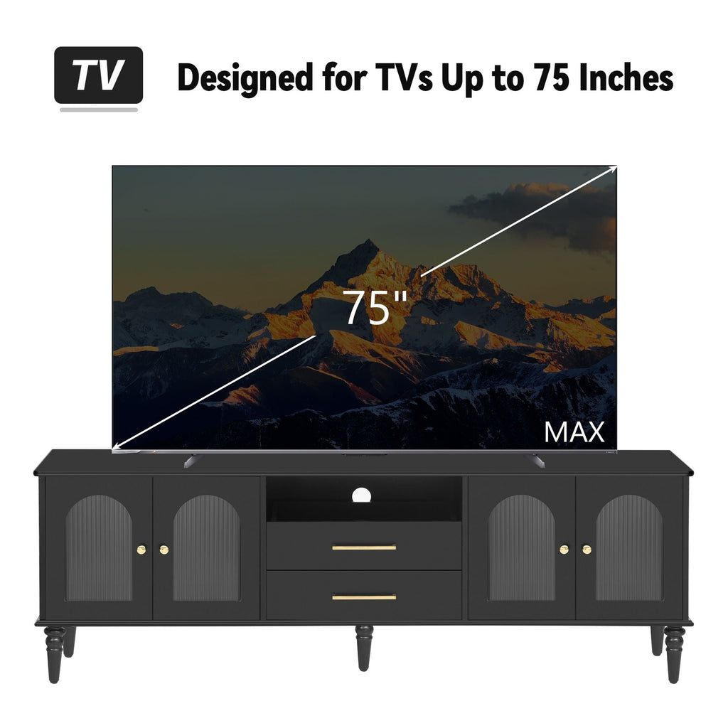 TV Stand For TVs Up To 75", Entertainment Center Media Console For Living Room - Black