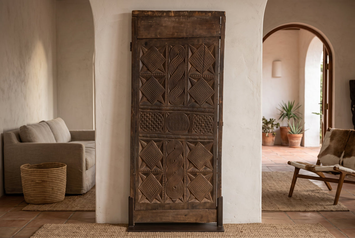 Antique Finely Carved Braided African Door