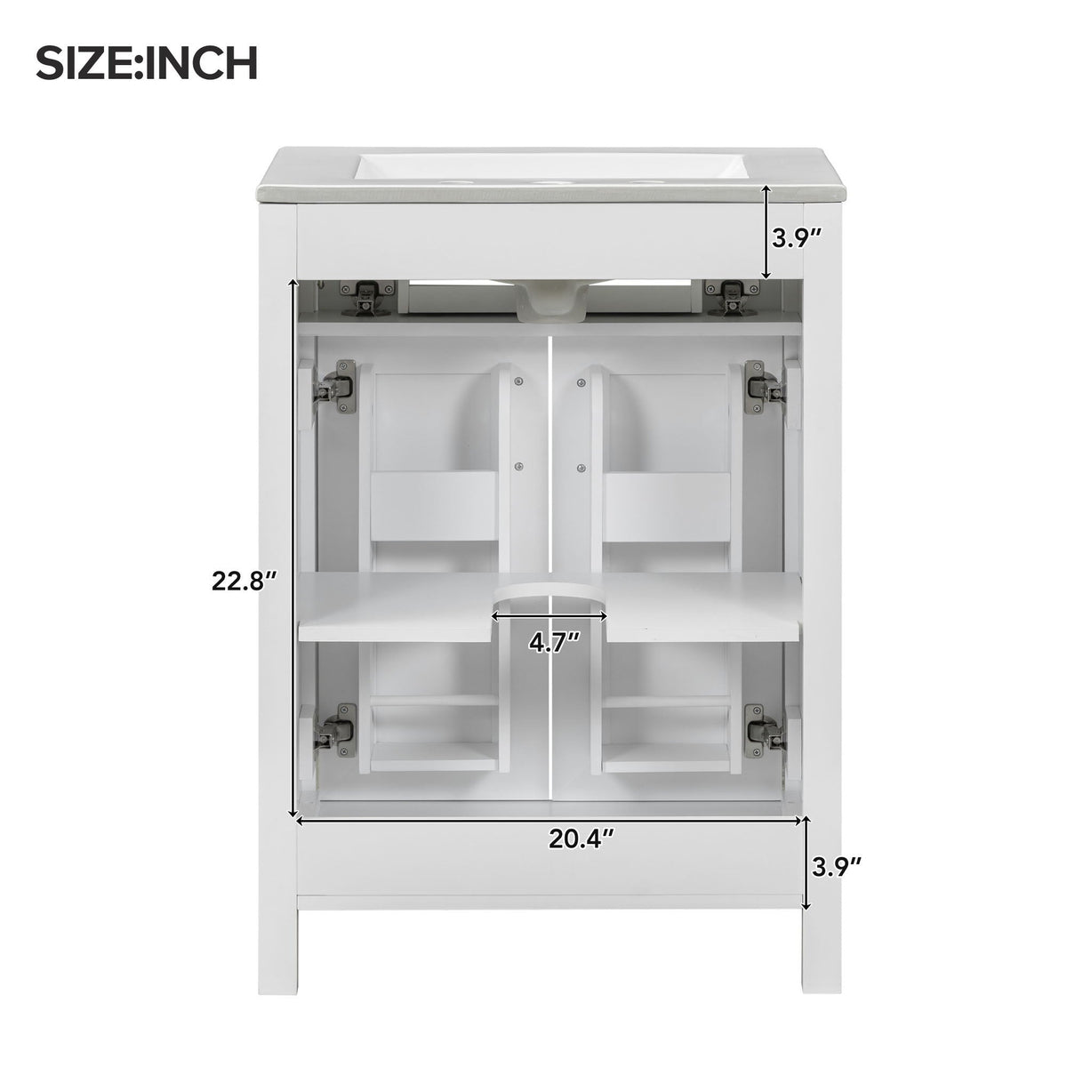 Bathroom Vanity Combo With Ceramic Sink, Luxurious Space-Saving Vanity, 2 Soft Close Doors