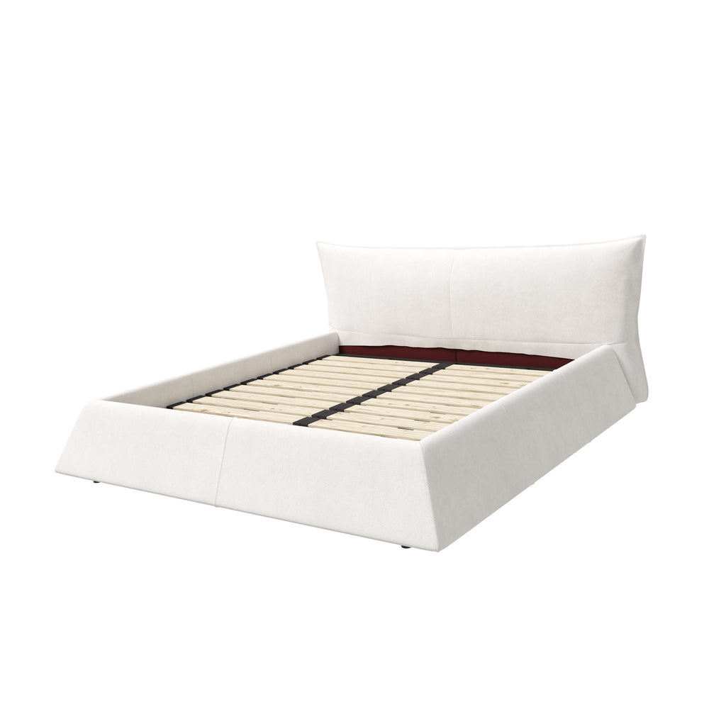 Upholstered Platform Bed With Special Shaped Headboard